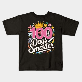 100 Days Smarter Kids Girls 100th Day Of School Kids T-Shirt